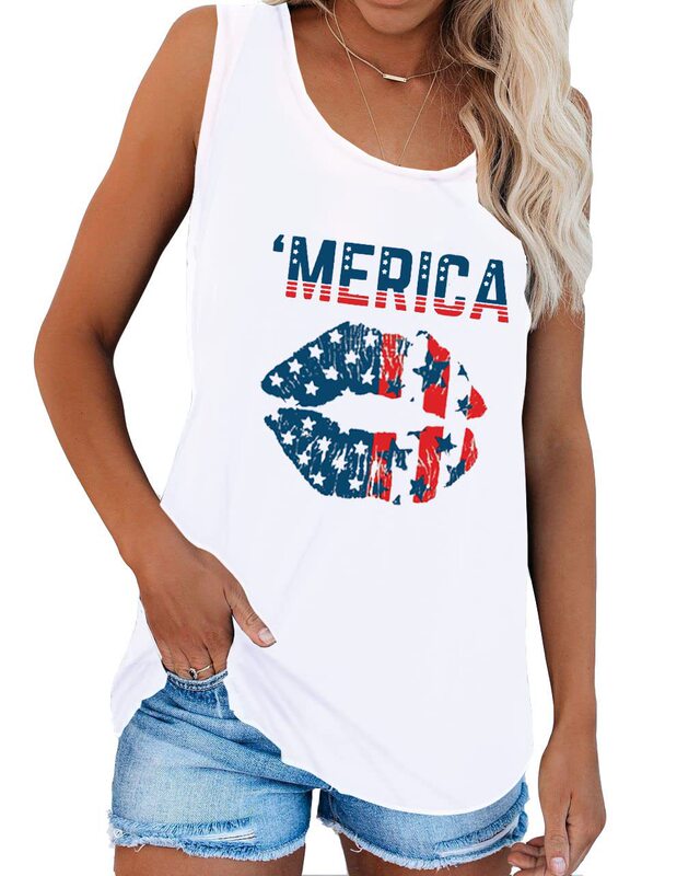 2026 European and American Style July 4Th Independence Day Shirt Patriotic Sleeveless Summer Tank Top T-Shirt 2026 European and American Style July 4Th Independence Day Shirt Patriotic Sleeveless Summer Tank Top T-Shirt
