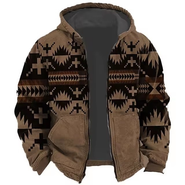 Vintage Y2K Zipper Golf Hoodie Men's Fashion Jacket Ethnic Men's Pullover 2024 Cross-Border Hot Item