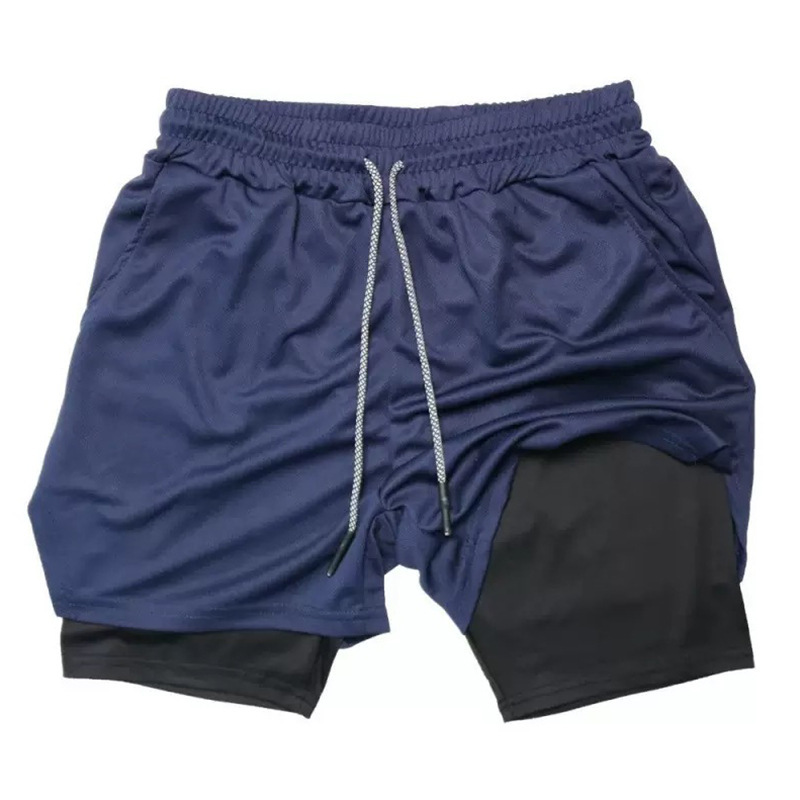 Cross-Border Direct Sales Double-Layer Quick-Dry Sports Pants for Men, Summer Fitness Sports Shorts, Men's Casual Versatile Shorts