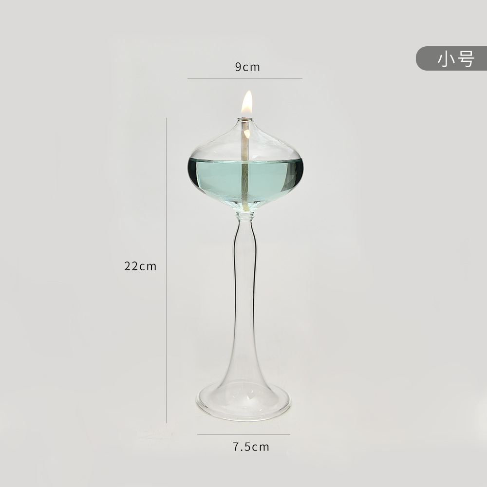 Lámpara de aceite de vidrio creativa de estilo europeo decoración candelabro nórdico romántico simple moderno hogar escritorio lámpara de mantequilla libre de humo