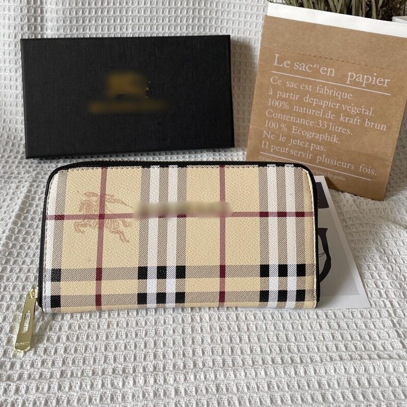 Manufacturer Wholesale Wallet for Women, Long Yellow Plaid Clutch Bag, Large Capacity, Zipper, Multiple Card Slots, Id, Banknotes, Cards