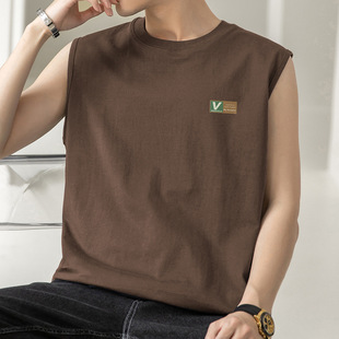 Pure Cotton Vest Men's Summer Thin Sleeveless T-Shirt Fitness Basketball Hurdle Sports Vest Trendyy Printed Sweatshirt