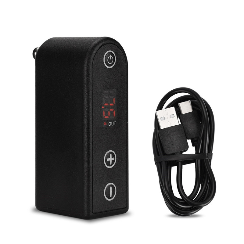 Digital Display Screen Black Rca/Dc Mini Wireless Tattoo Power Bank with USB Charging Cable Tattoo Equipment