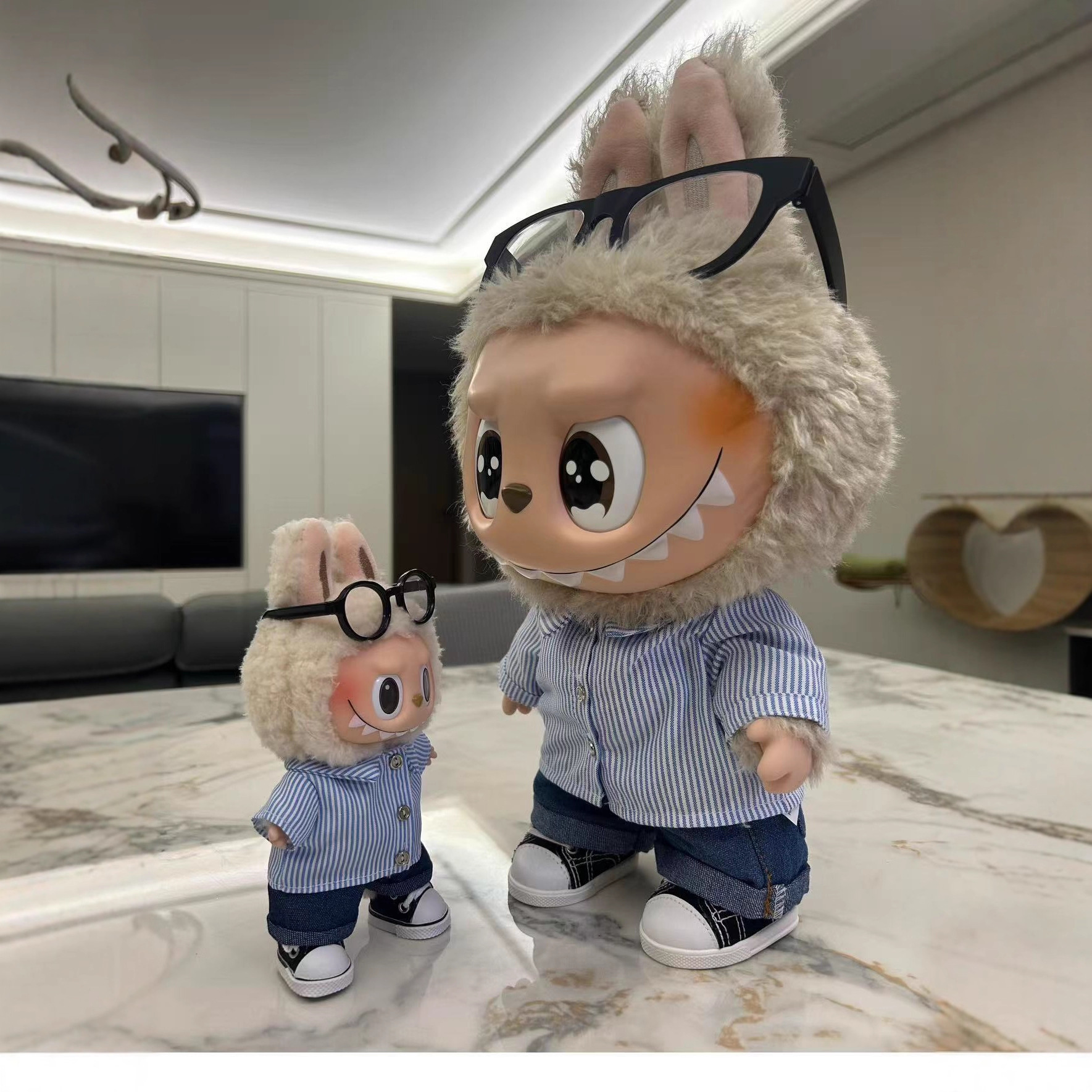 58 muñeca ropa 38CM muñeca labubu40 muñeca de algodón muñeca peluche con colgantes juguetes de caja ciega