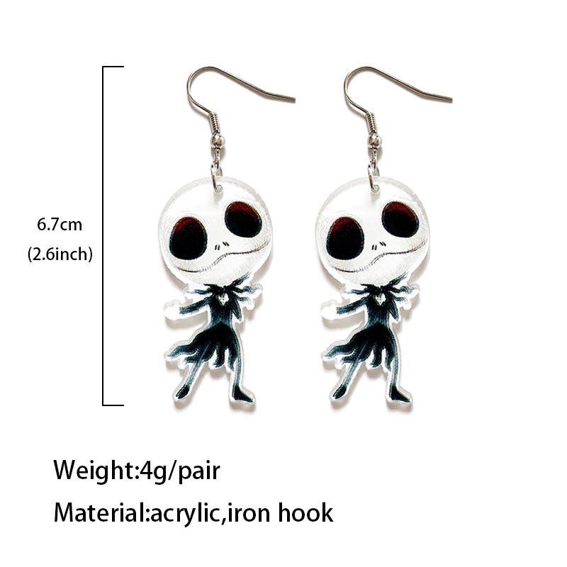 1 Pair Retro Halloween Pattern Skull Arylic Drop Earrings display picture 1