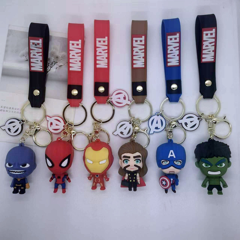 Cross-border Creative Cartoon Big Head Avengers Captain Spider-man Doll Keychain Pendant Accessories Gift