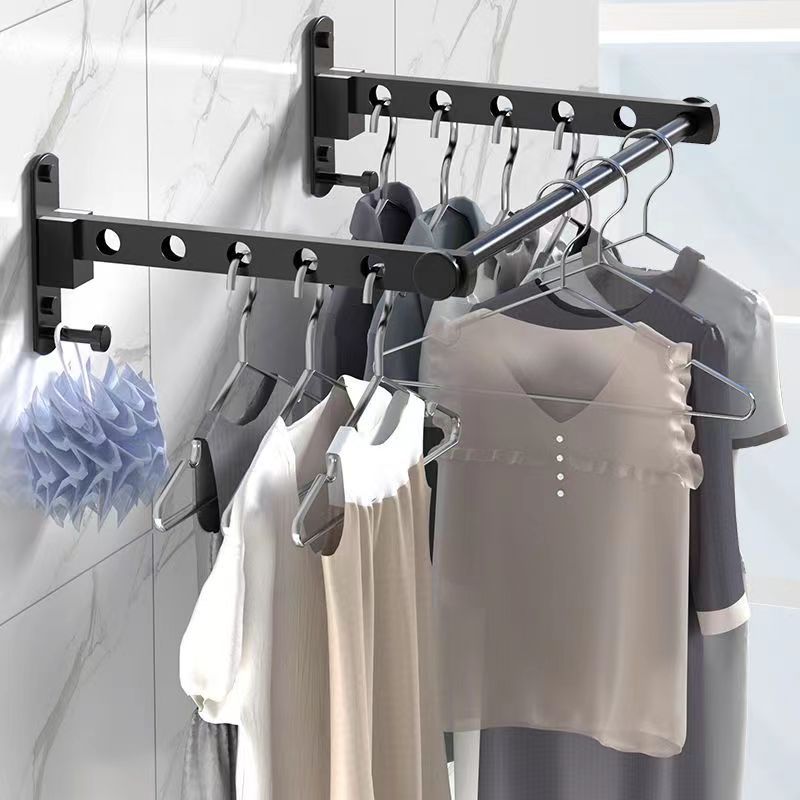 Percha de ropa montada en la pared sin perforar percha de ropa plegable percha de almacenamiento balcón montado en la pared inodoro interior