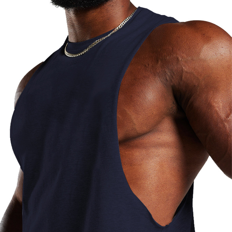 2024 Sommer Neues Fitness-Tanktop für Herren, einfarbig, sportlich, lässig, lockere Schulter-T-Shirt_voghion.com