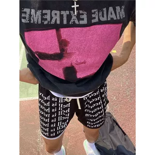 美式复古潮流休闲短裤男夏季薄款2025新款字母印花宽松百搭运动裤