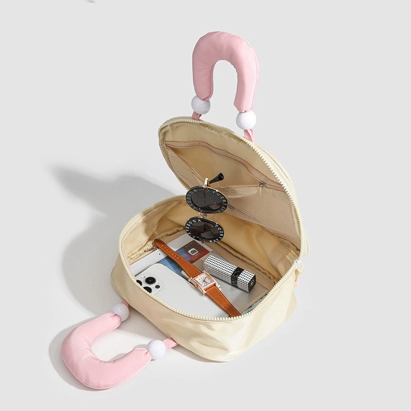 Cosmetic bag, cute shoulder bag, capacious handheld purse, portable organizer bag for traveling