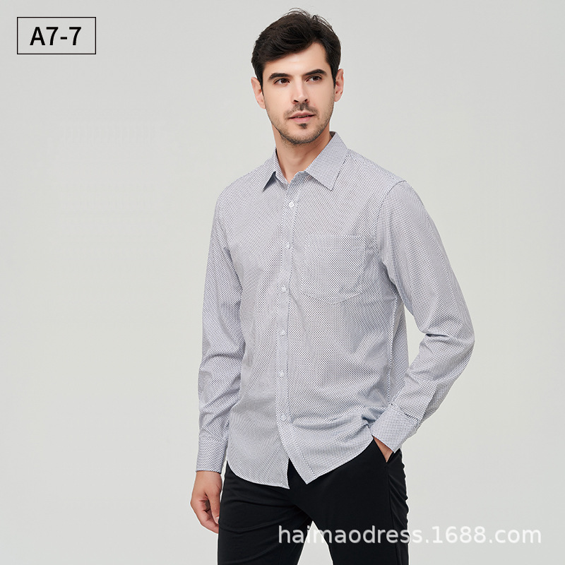 Camisa informal con estampado de cuadros finos para hombre, camisa ligera de manga larga estilo Hong Kong, popular de Amazon, otoño