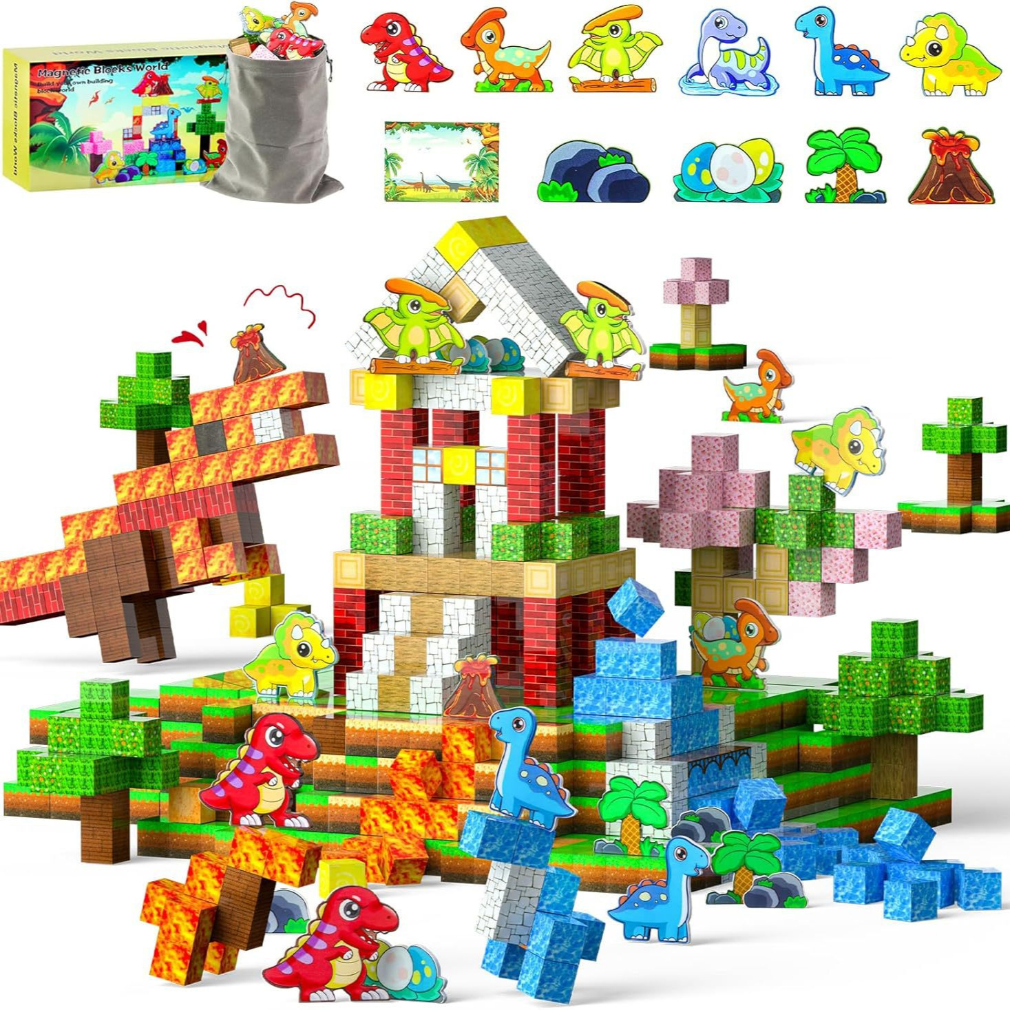 Amazon My World Magnetic Block Magnetic Magnetic Block Juguetes de construcción de puzzle DIY conjunto de ensamblaje