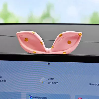 Cute bow car ornaments car creative center console screen accessories car decoration supplies girls (Car ornaments) - pink-polka-dot-bow-ornament