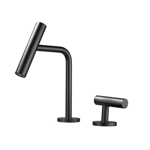 All copper creative hot and cold basin faucet bathroom bathroom cabinet washbasin single handle double hole split faucet