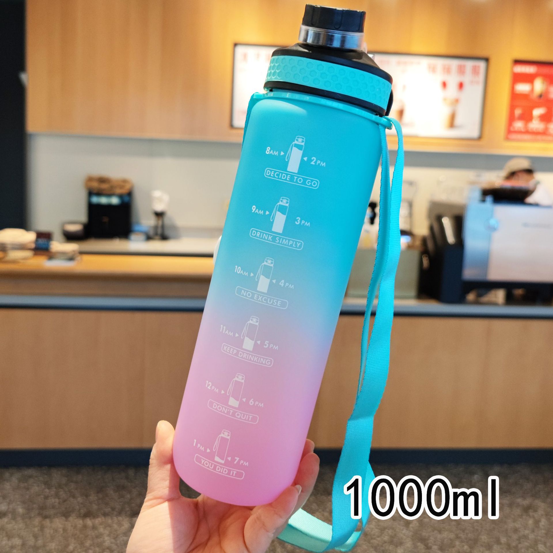 Taza espacial Taza de plástico para beber directa Correa para deportes al aire libre para estudiantes masculinos y femeninos Taza de agua portátil para adultos con fugas de té Amazon