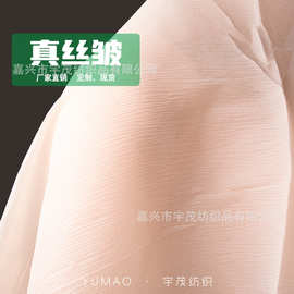 现货真丝皱仿蚕丝欧根纱褶皱肌理感面料汉服女装连衣裙布料薄款