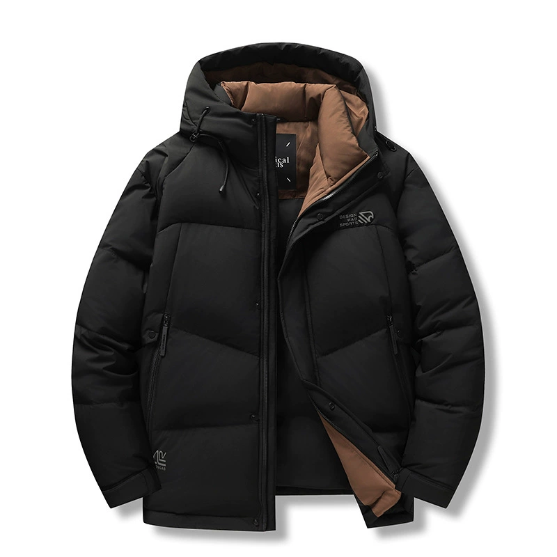 Зимой 2024 года новый молодой человек набирает вес, толстый плюс большой размер, короткий воротник с капюшоном, пуховик с капюшоном