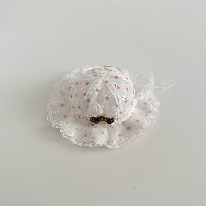 Baby pescador sombrero primavera y verano princesa delgada encaje sombrero de sol coreano para bebés sombrero de marea