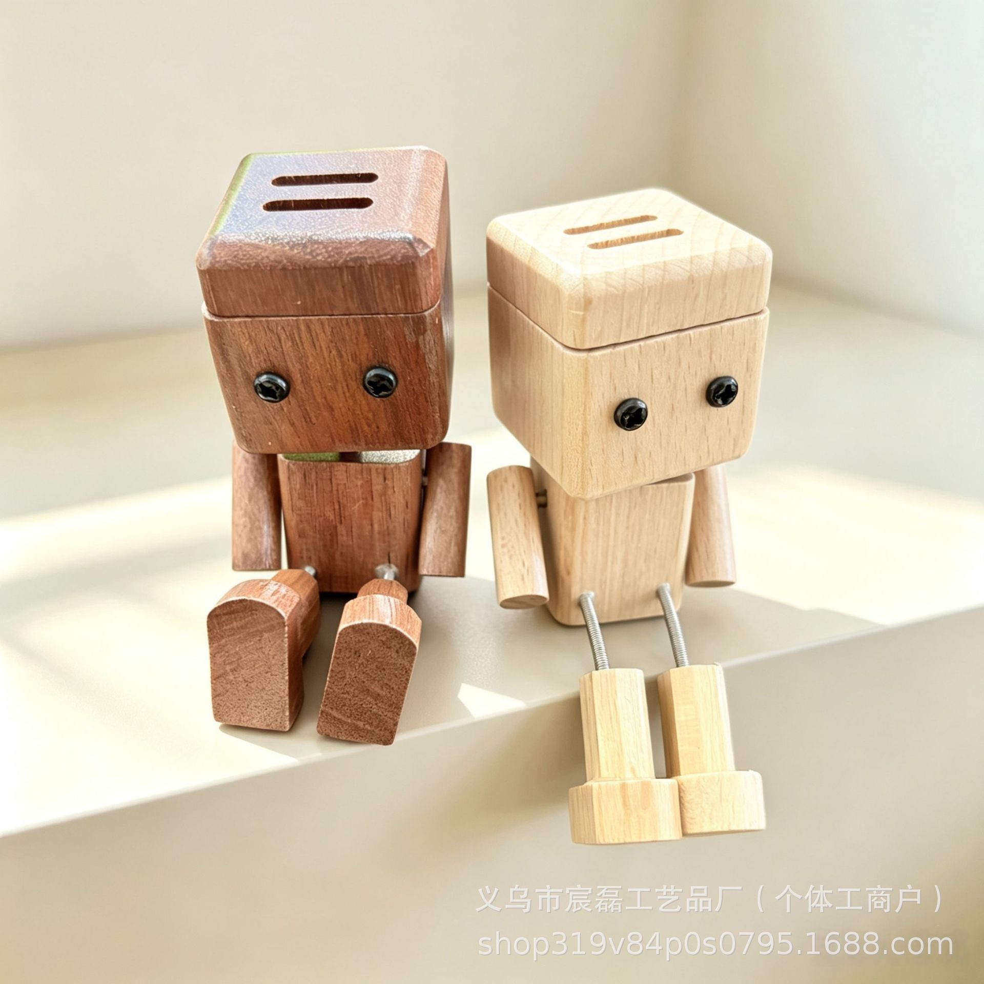 Creative wooden figurine car ornament, car robot healing ornament, cute aromatherapy stress-relief car ornament