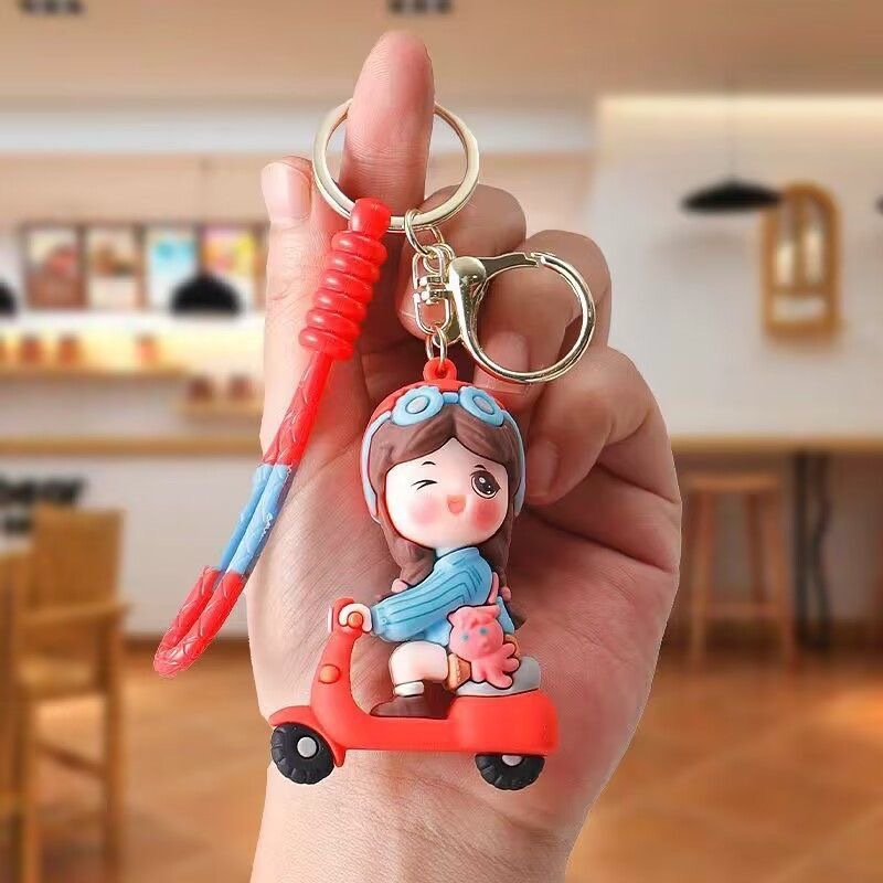 钥匙扣新款创意电动车女可爱情侣钥匙链挂件车书包挂饰卡通小礼物|undefined