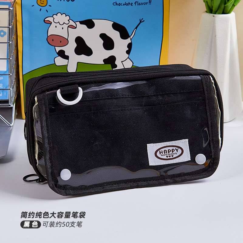 Bolsa de lápiz transparente de gran capacidad de alto valor facial bolsas de papelería para estudiantes de secundaria secundaria simple caja de lápiz