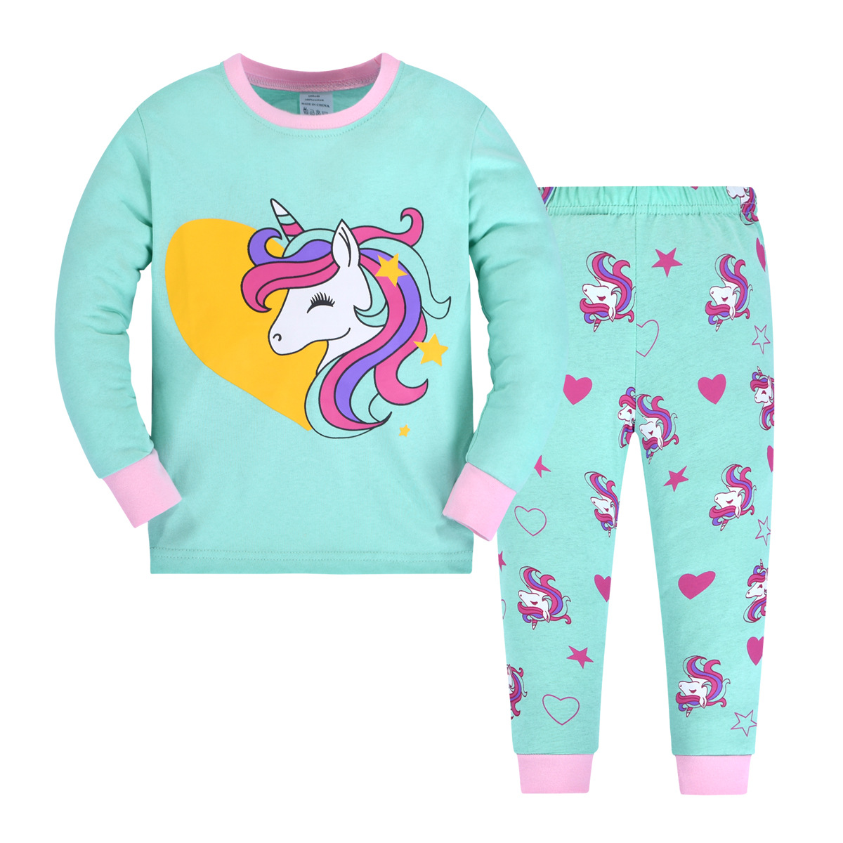 Niños desgaste del hogar traje Comercio exterior nuevas niñas dibujos animados de algodón unicornio Pijamas bebé aire acondicionado ropa