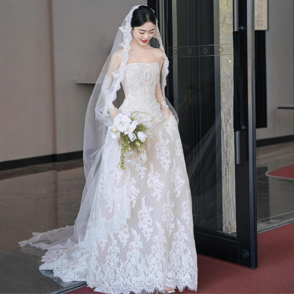 Strapless Wedding Dress 2025 New French Style Light and Simple Small Train High-Quality Bridal Gown for Petite Summer