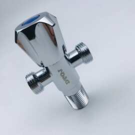 不锈钢201电镀三通角阀一进二出冷热马桶热水器阀门双控出水双用