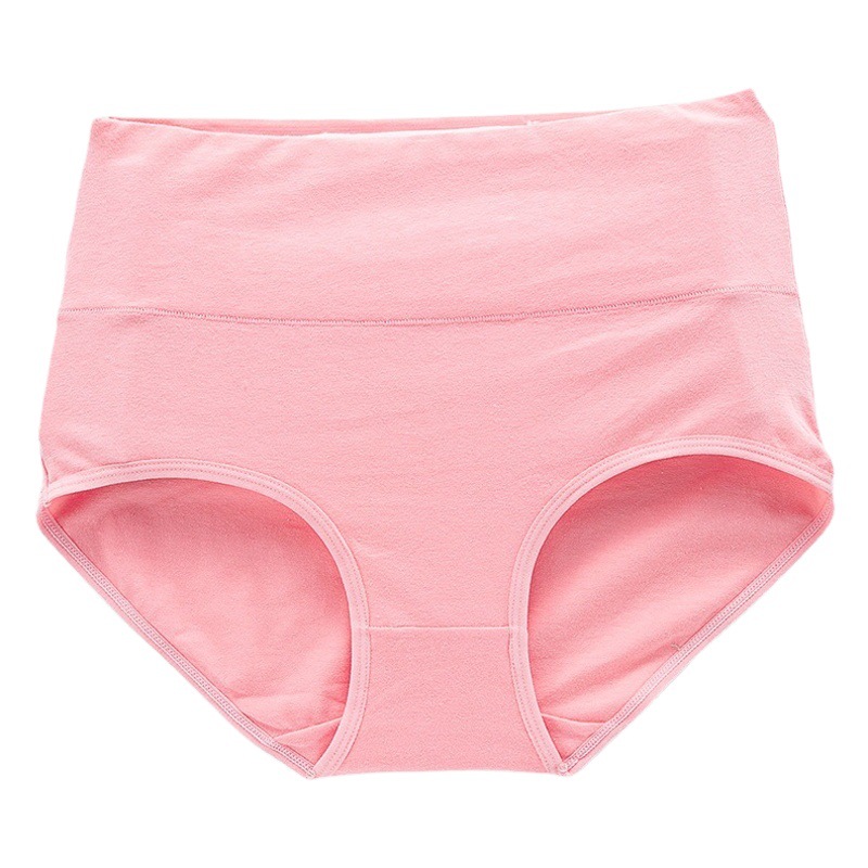Ropa interior de algodón de las mujeres populares de otoño e invierno Ropa interior de algodón de cintura alta de las mujeres Levantamiento de cadera vientre contracción calzoncillos color sólido sin costuras más ropa interior de tamaño