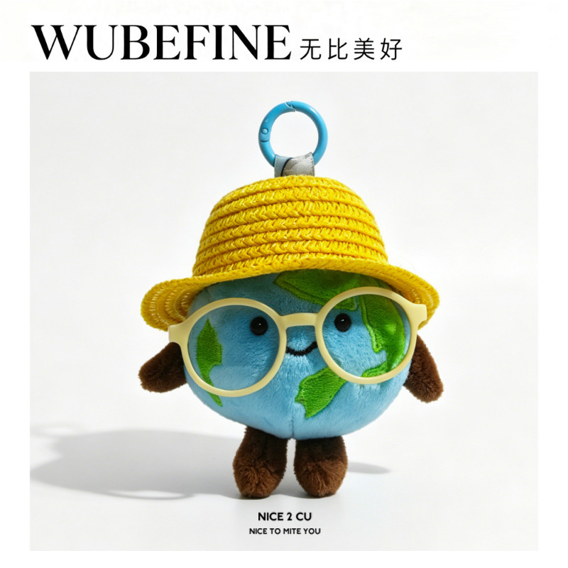 Cute Plush Earth Backpack Pendant, Pants Accessory, Travel Around the World Small Doll Pendant, Gift for Girlfriend