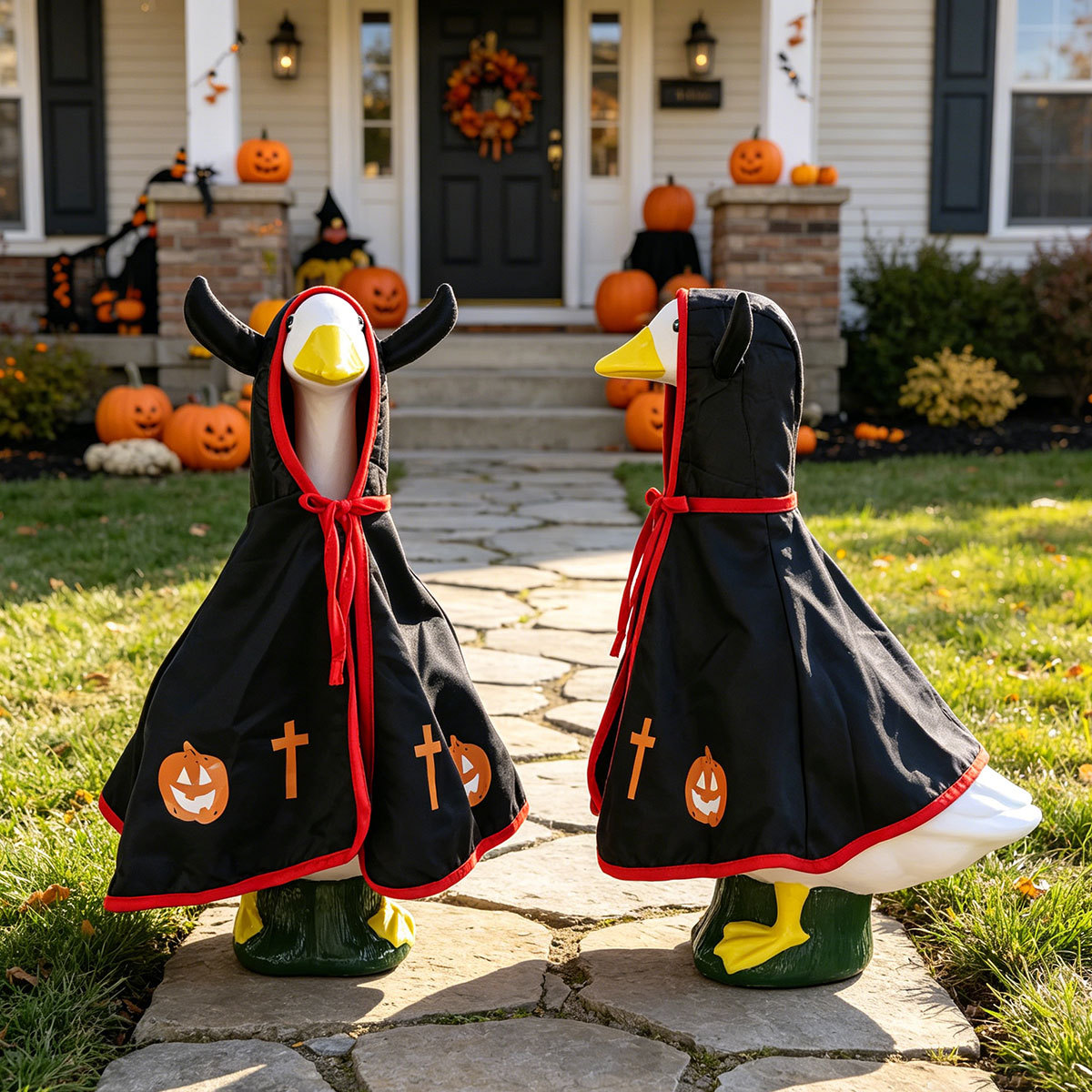 Festival transfronterizo porche gansos trajes capas de Halloween día de la independencia fantasmas santos calabazas gorras capas de gansos 23 pulgadas