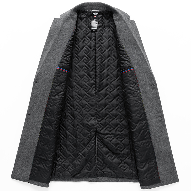 Cortavientos de moda de invierno para hombre, abrigo de lana de mediana edad informal de longitud media, abrigo de lana grueso de moda, hombre de negocios