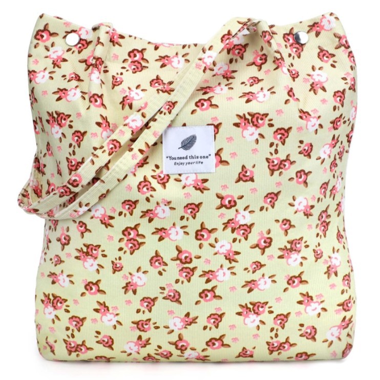 Bolsa de lona portátil de un solo hombro de pana retro de gran tamaño Bolsa de lona portátil de gran capacidad para niñas japonesas