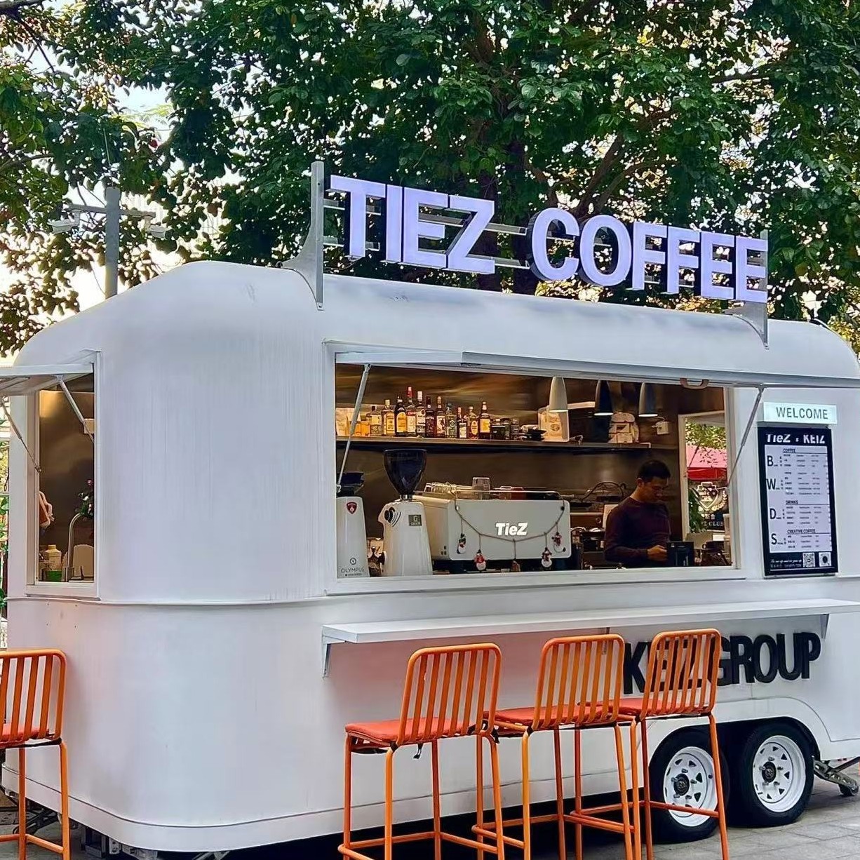 Carro de comedor, punto escénico, popularidad en línea, carro de comedor al aire libre, multifuncional comercial, té de leche, café, venta de snack