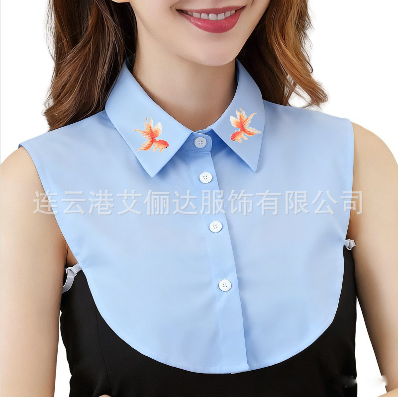 Camisa collar de cuello falso de las mujeres collar de camisa de cuello falso de algodón de poliéster collar de soporte decorativo collar puntiagudo collar falso accesorios transfronterizos image 17