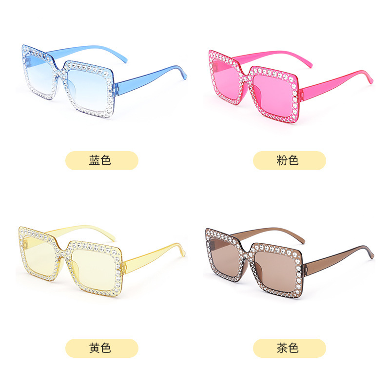 Square-Shaped Diamond-Encrusted Starry Sky Sunglasses, Disco-Style Fashionable Outdoor Sun Protection Sunglasses with Uv Protection