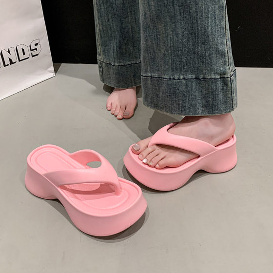 EVA Soft Bottom Ins Same Style Flip-Flops Women's New Eva Deodorant Thick Bottom Height Increasing Fashionable Simple Flip-Flops for Women