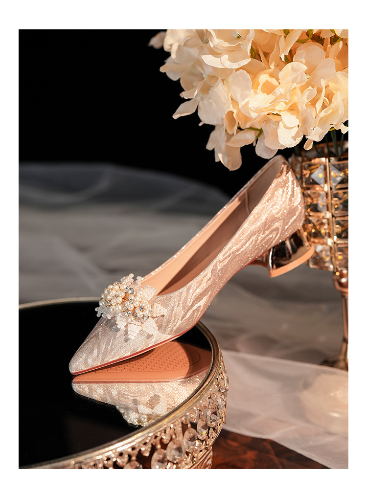 3333C-015 Low Heel Pointed Toe Tiger Skin Pattern High Heels Comfortable Elegant Women's Shiny Wedding Party Shoes_voghion.com
