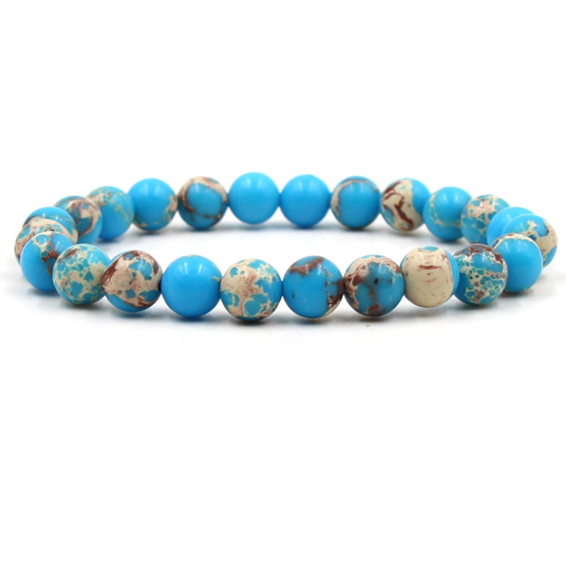 Directo de fábrica de piedra natural pulsera de cuentas Emperador ágata negro pulsera de mineral de hierro acabado pulsera al por mayor