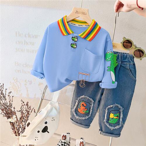 Foreign trade children's clothing, baby clothes, autumn clothes, cute lapel long-sleeved suits, baby boys' trendy one-piece drop-shipping boys' clothes