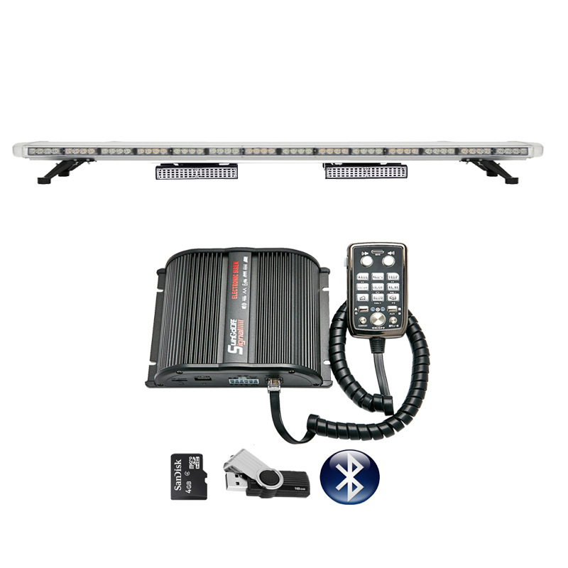 High-power LED long-row warning light red and blue strobe light 1.6m Bluetooth siren with dual speakers 8400-4H