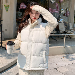 Van Quinn Autumn and Winter 2024 New Down Cotton-padded Jacket Vest Wearing Western Style Short Slimming Collar Wearless Jacket