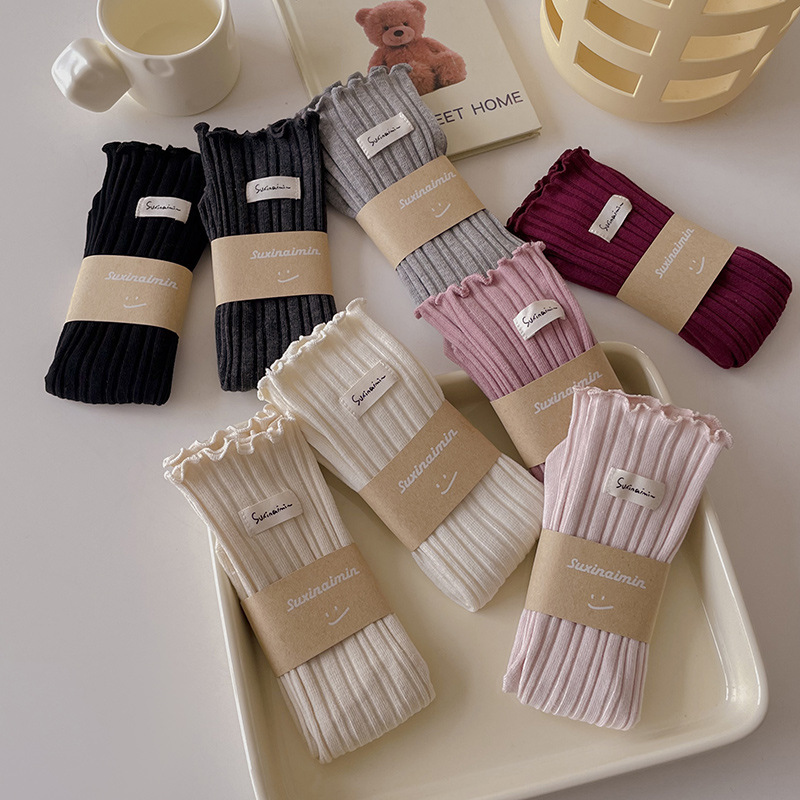 Lace socks women's mid-calf autumn and winter vertical stripes Xinjiang cotton Japanese ins trendy wooden ear cute stockings pile socks Lace socks women's mid-calf autumn and winter vertical stripes Xinjiang cotton Japanese ins trendy wooden ear cute stockings pile socks