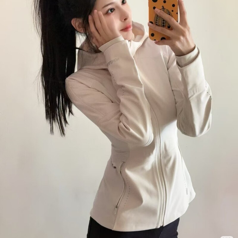 Cross-border original LULU women's hooded softshell sports jacket, windproof and dustproof slim-fit top for fitness