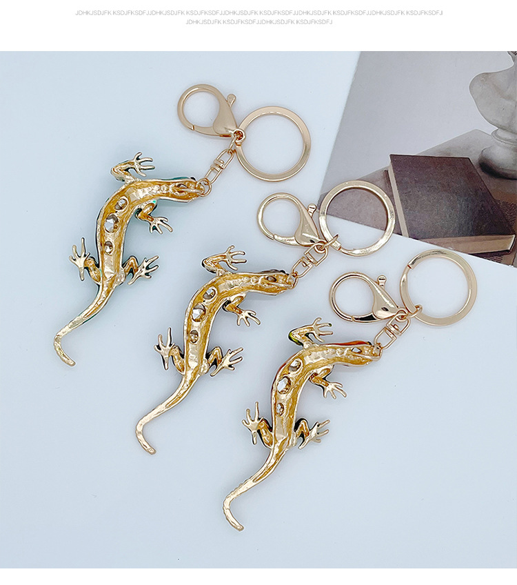 Lizard Pattern Modern Style Lizard Alloy Men's Bag Pendant Keychain