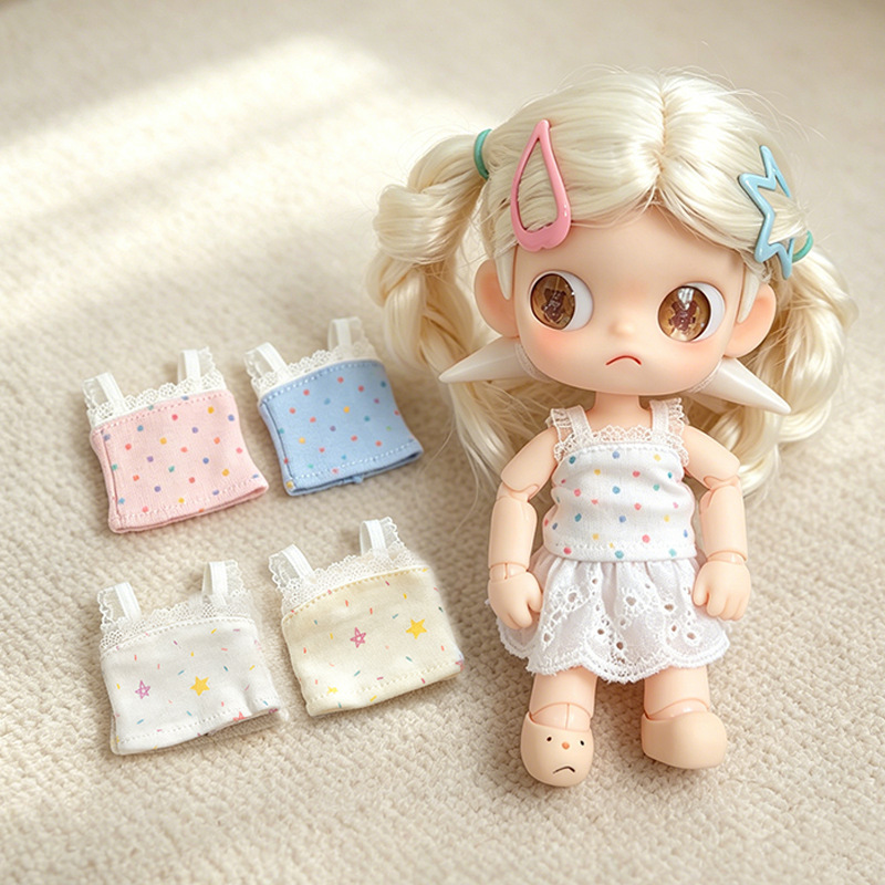 Zsiga's Dream Place 1/8 Scale 20cm Doll Gazi Sister White Gauze Dress Soft Candy-Colored Starry Sky Polka Dot Camisole