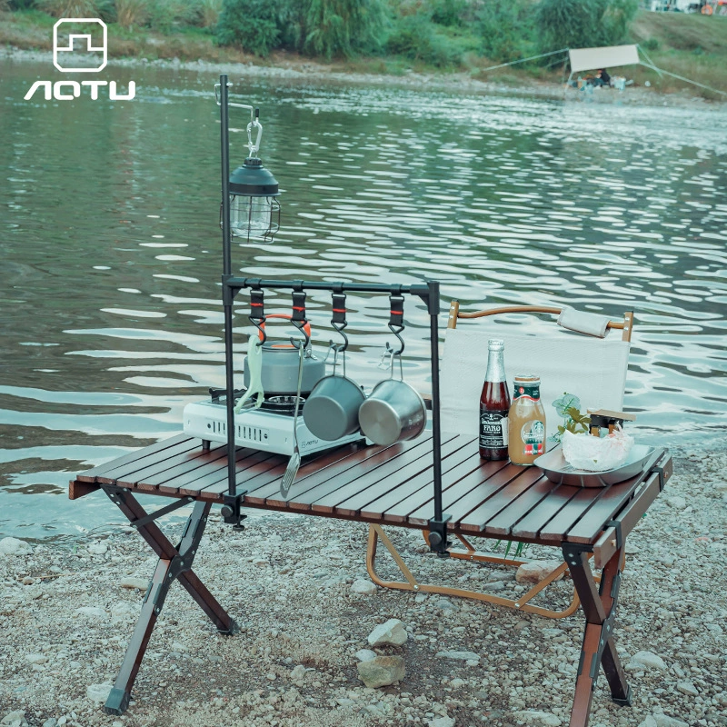 Вогнутый выпуклый Открытый Кемпинг складной стол подвесной горшок подвесная посуда Однослойная стойка плюс комбинация подставки для лампы из алюминиевого сплава