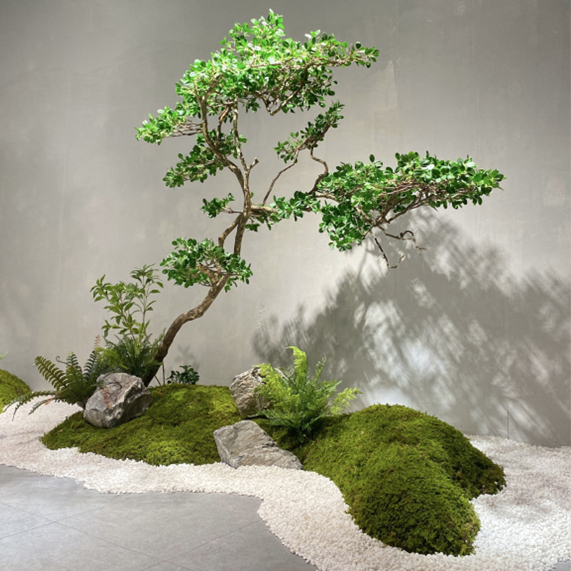 Large Artificial Money Tree, Fake Green Plant, Banyan Tree Plant, Indoor Zen Landscape Decoration, Floor-Standing Ornament