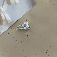 跨境合金迷你小夹子精致仿珍珠花朵刘海夹鸭嘴夹金属发卡边夹发饰
