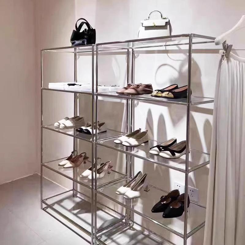 Stainless Steel Clothing Store Shoes Shelf Bag Shoes Display Rack Jewelry Display Glass Display Cabinet Product Display Cabinet Stainless Steel Clothing Store Shoes Shelf Bag Shoes Display Rack Jewelry Display Glass Display Cabinet Product Display Cabinet